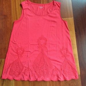 New! Garnet Hill XS Embroidered Tank Sleeveless